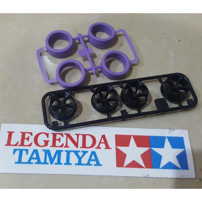 QBR Tamiya  Velg 5 SPOKE WHEEL BLACK & Medium HARD Tire Purple ➫ ❇☮