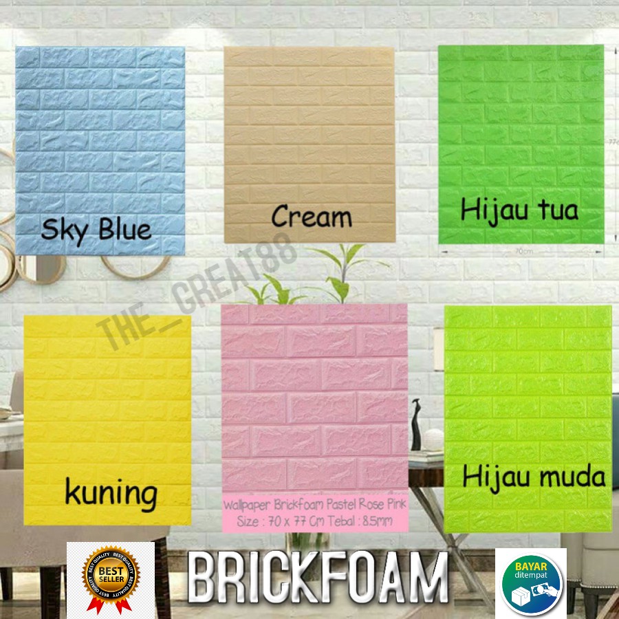 TURUN HARGA Wallpaper Bata Brickfoam PE / Woodfoam PE Premium Foam 3D 70cm x 77cm