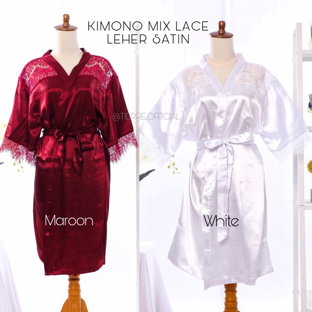 Kimono bride wedding satin renda mix lace / kimono pengantin / kimono lace / kimono brokat / kimono bride / kimono putih pengantin