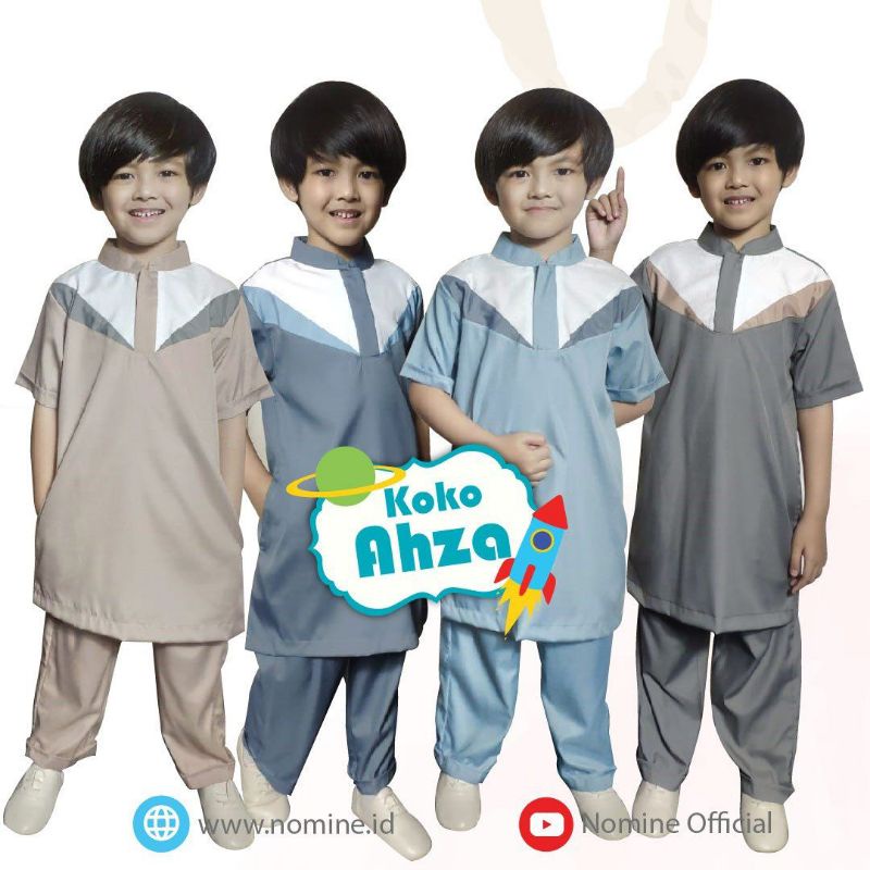 (FREE MASKER ANAK) Koko Ahza by Nomine Id || Setelan Baju Koko Anak