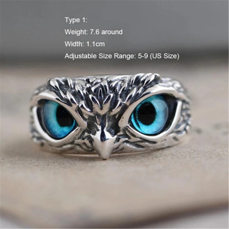 Retro Simple Adjustable Demon Eye Owl Rings For Women And Men / Multicolor Hip Hop Animal Finger Ring