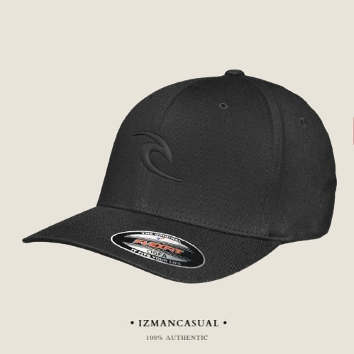 Topi Rip Curl Tepan Curve Peak Black Flexfit Ripcurl Original