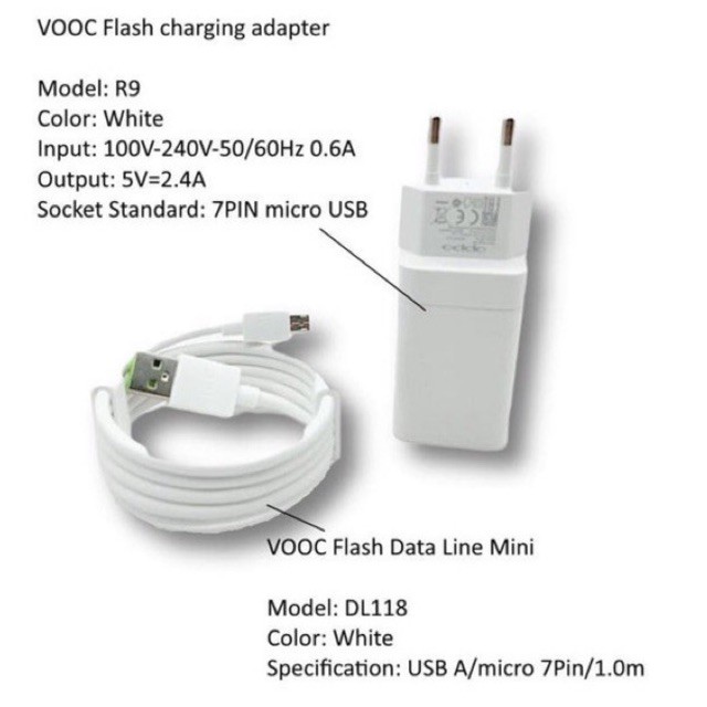 CHARGER OPPO VOOC 4A ORIGINAL MICRO USB 7 PIN VOOC FAST CHARGING TC OPPO R9 F9 F11 ORIGINAL