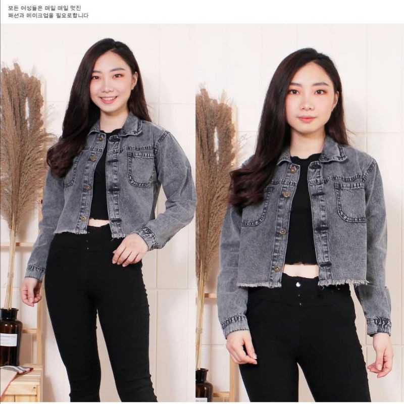 BISA COD JAKET JEANS RAWIS SNOW BLACK TEBAL