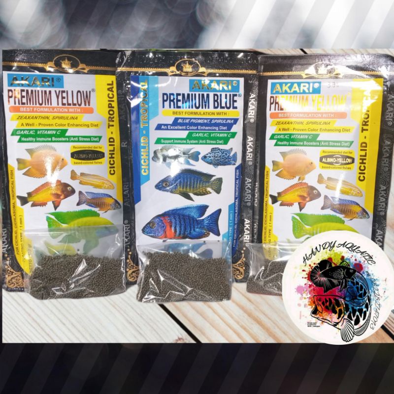 0[Repack] Pelet AKARI Cichlid PREMIUM BLUE / YELLOW/RED Repack 10gr