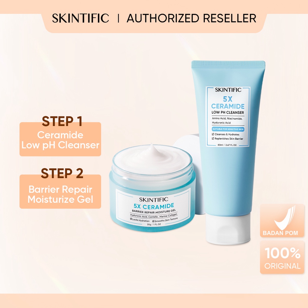 [BPOM]SKINTIFIC 5%Ceramide Low pH Cleanser &amp; 5%Ceramide Barrier Repair Moisture Gel 30g (5% Ceramide Kit)