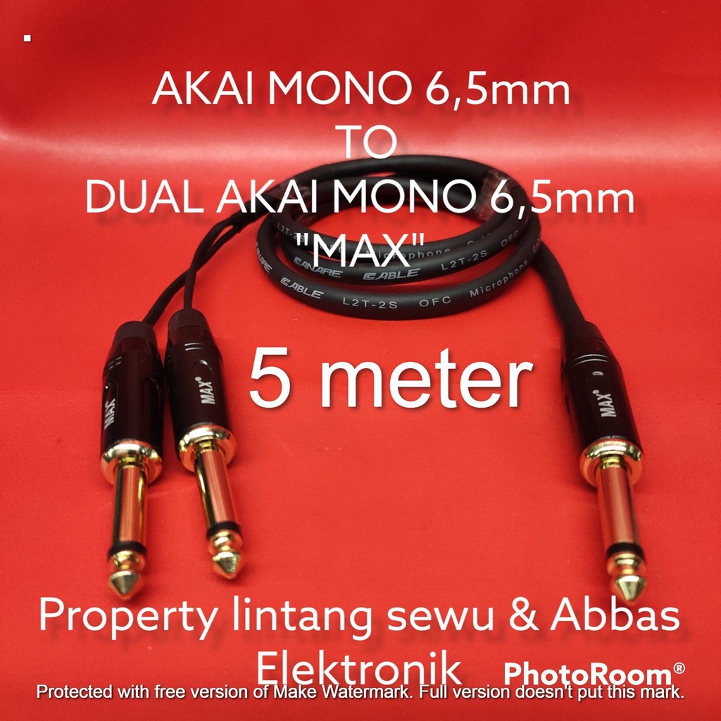 KABEL JEK AKAI 6,5MM TO DUAL AKAI MONO 6.5MM MAX 5 METER