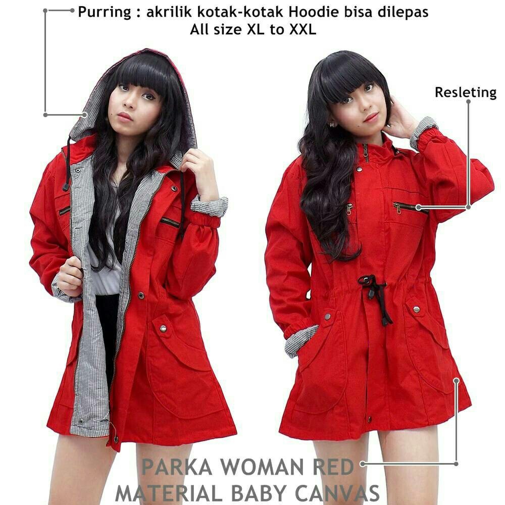 Jaket Parka Wanita Hoodie Musim Dingin