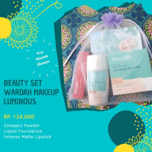 Beauty set wardah makeup luminous+free shampo