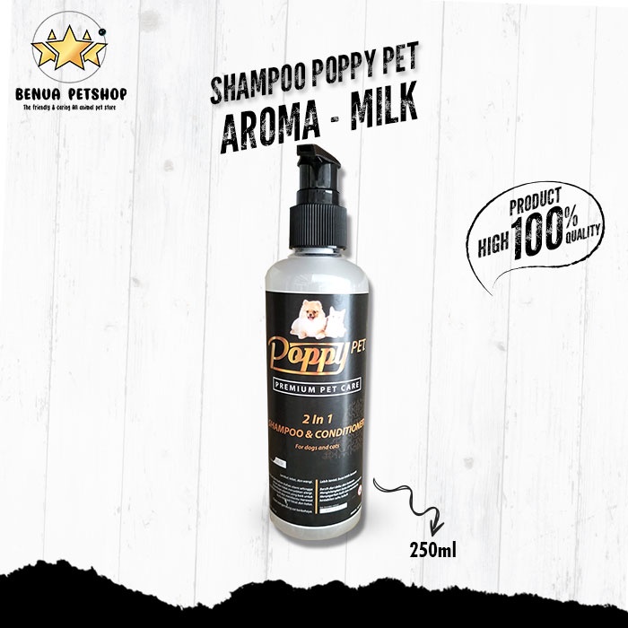 Shampoo Kucing &amp; Anjing POPPY PET 250ML wangi Premium Care 2 in 1