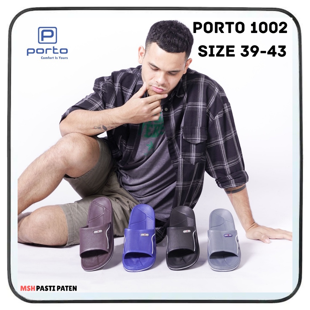 SANDAL SEHARI HARI MODEL SELOP PRIA DEWASA PORTO 1002 ORI UKURAN 39-43 BAHAN KARET