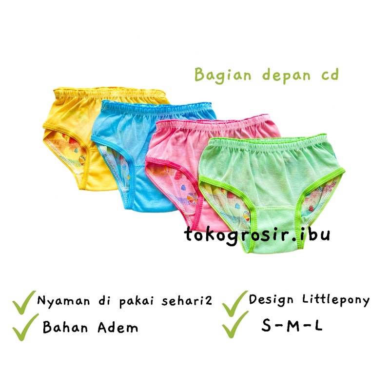 Lusinan CD Celana Dalam Anak Perempuan Kancut Anak Boxer Anak Cawet Anak Littlepony Bahan Katun Adem