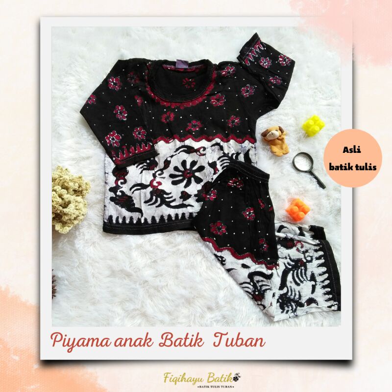 Baju piyama anak laki-laki perempuan one set batik tuban setelan murah lengan panjang baju tidur