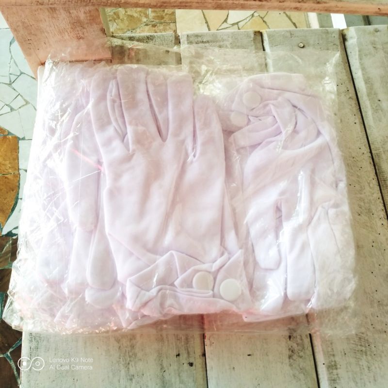 Sarung tangan paskibra 12pasang putih kancing