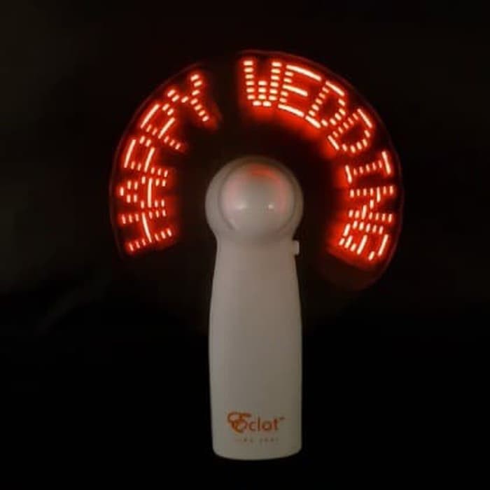 Eclat LED Mini Fan Dengan Pesan Souvenir Pernikahan Happy Wedding