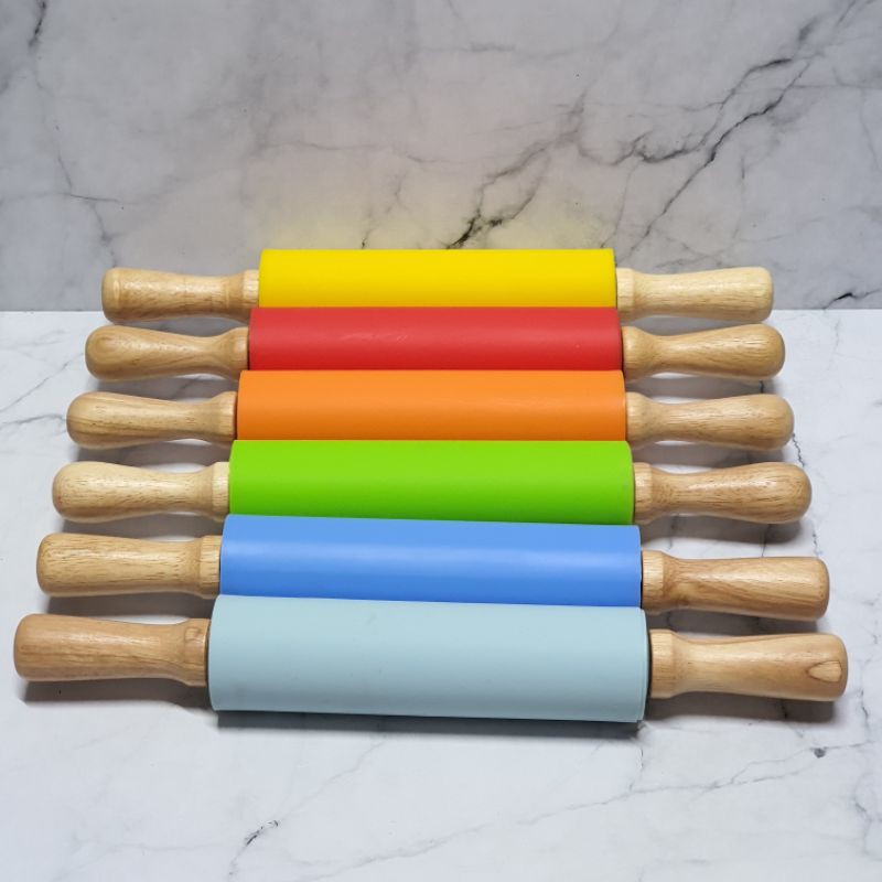 rolling pin silicon gagang kayu 38cm / alat gilas adonan kue