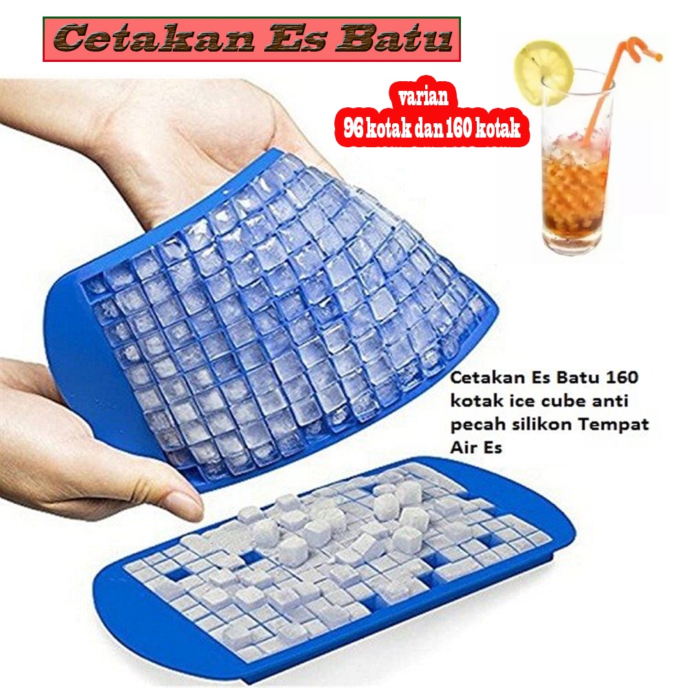 Cetakan Es Batu Kotak Mini 96 Kotak &amp; 160 Lubang Cetakan Es Batu Plastik Tray 160 Cube Anti Pecah Cetakan Es Batu Kubus Kotak Diamon Jelly Agar Ice Cube Tray