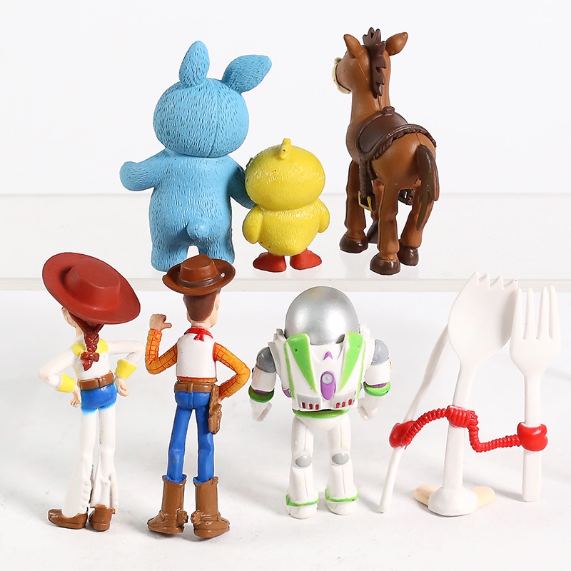 7pcs Mainan Action Figure Toy Story 4 Woody Jessie Buzz Lightyear Forky Pig Bear Untuk Hadiah Anak