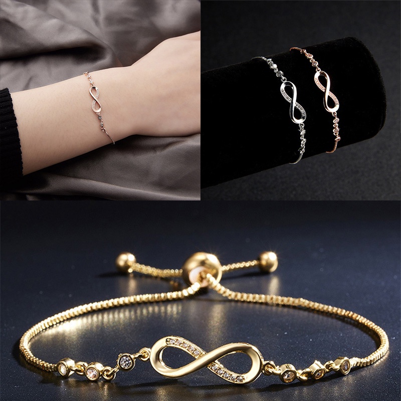 Perhiasan Gelang Tangan Wanita Desain Hati Hias Kristal Zircon Inlaid Adjustable