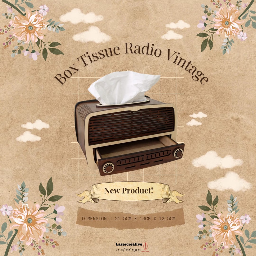 Box Tissue Radio Vintage by Lasercreative