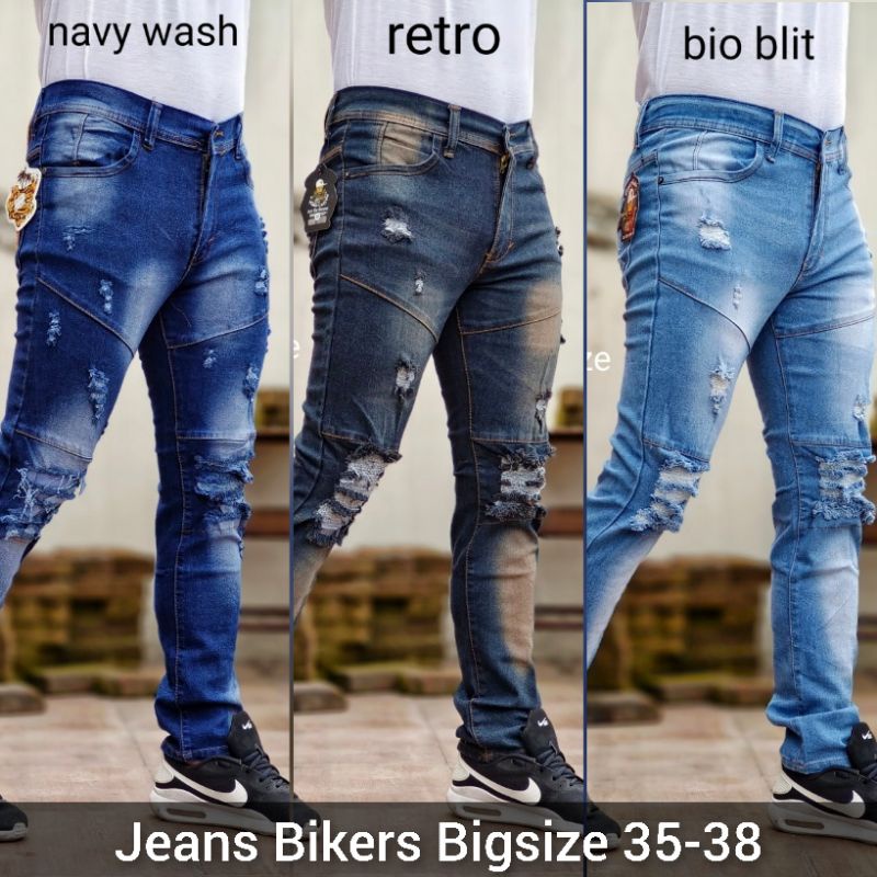 Jeans Sobek Ripped Bigsize Jumbo Celana Panjang Pria