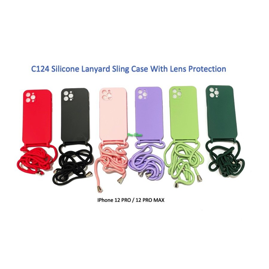 C124 Iphone 12 / 12 Mini / 12 PRO / 12 PRO MAX Lanyard Sling Silicone Case Tali Premium