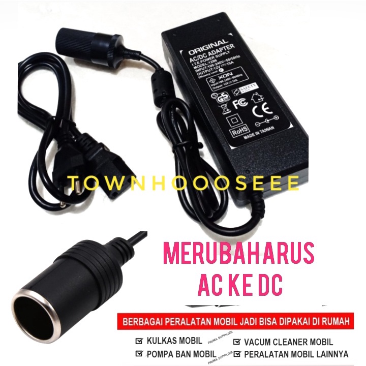 Adaptor DC TO AC 10A12V Converter Pompa Ban Vacum 10A Ke Rumah Listrik ADAPTOR DC TO AC CONVERTER POMPA BAN MOBIL KE COLOKAN LISTRIK RUMAH