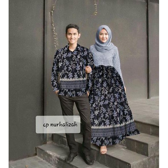 ready empat warna baju couple kemeja hem kapel cople gamis busana muslim maxi maxy batik kebaya