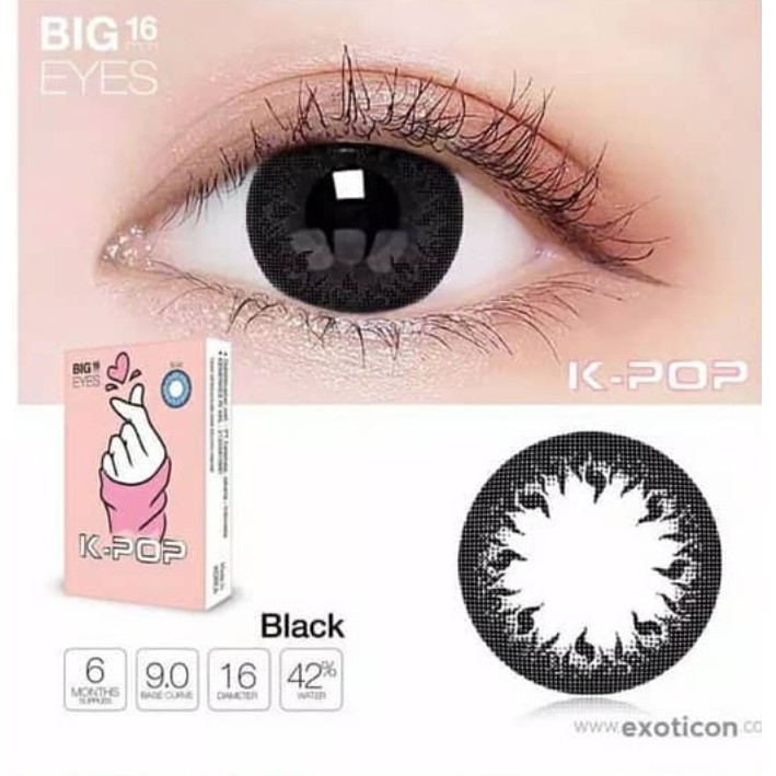 SOFTLENS K-POP NORMAL / KPOP BIG EYES 16MM by X2 EXOTICON-KPOP BLACK NORMAL