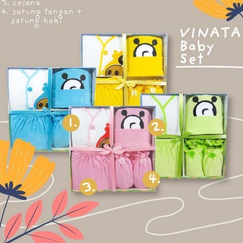 GIFT SET-KADO BAYI BARU LAHIR-BABY GIFT SET VINATA MIKA-BABY SET BAJU BAYI-PAKET KADO BAYI KOMPLIT