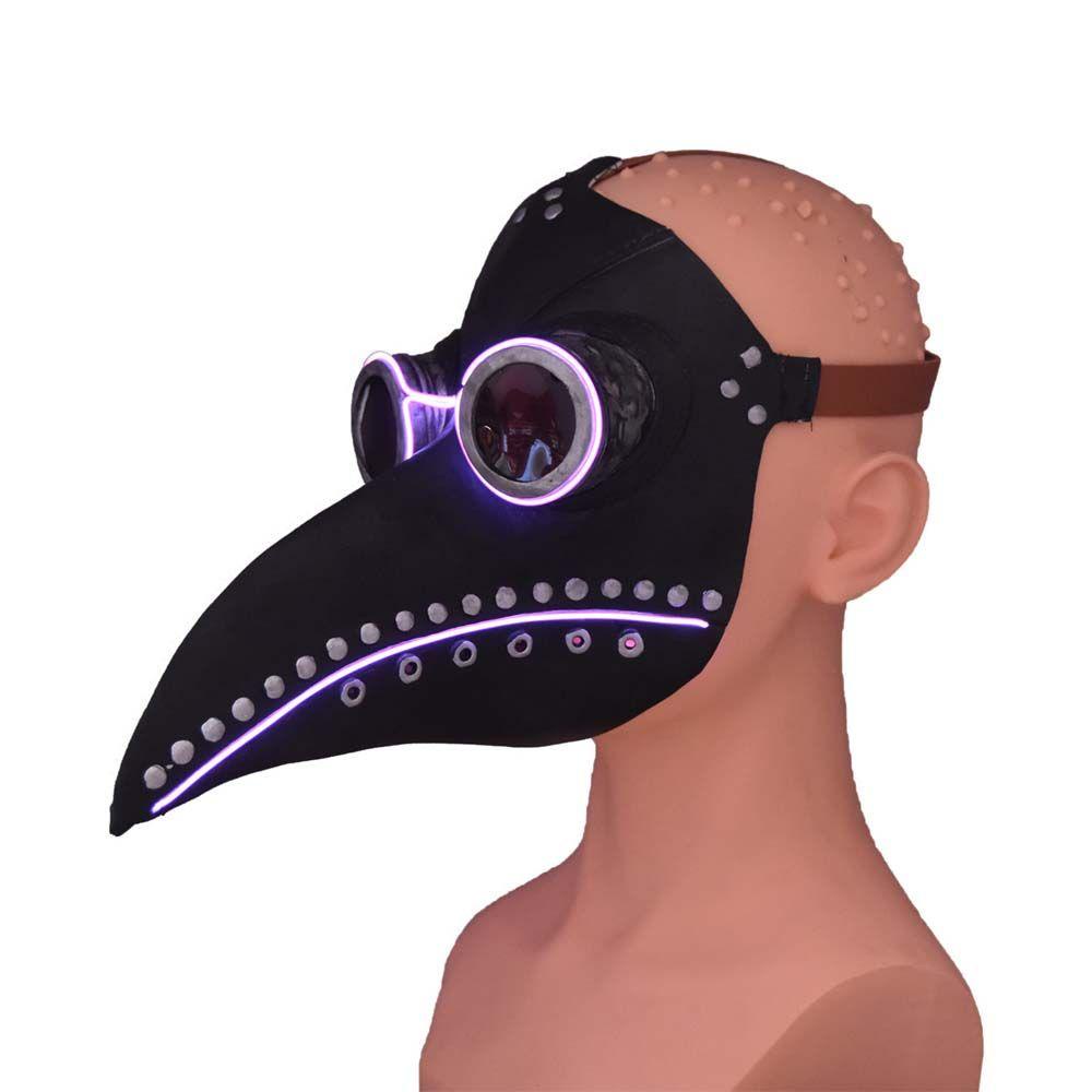 Needway Plague Doctor Mask Carnival Led Flash Masker Halloween Masker Twinkle Masker Lampu Led Hiasan Kepala Masker Anime Masker Glowing Masker Led Light up