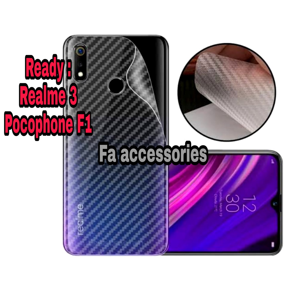 REALME 3 Pocophone F1 SKIN CARBON TRANSPARAN BACK SCREEN PROTECTOR