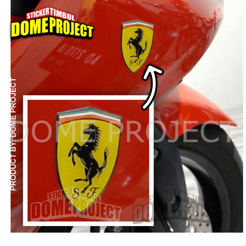 STIKER FERRARI TIMBUL EMBLEM OUTDOOR LENTUR AKSESORIS WATERPROOF