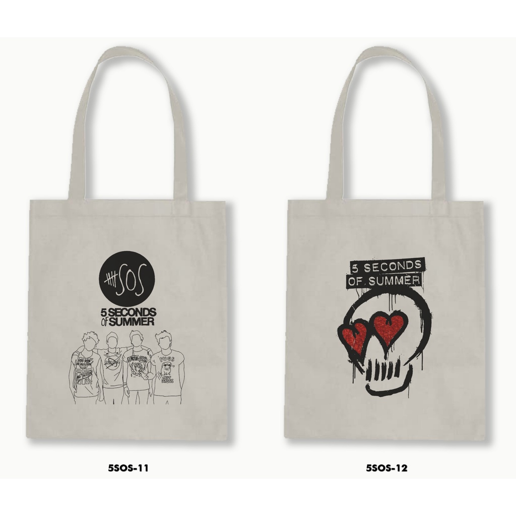 Tas Tote Bag Resleting Kanvas/Blacu  5 Second Of Summer / 5Sos 01