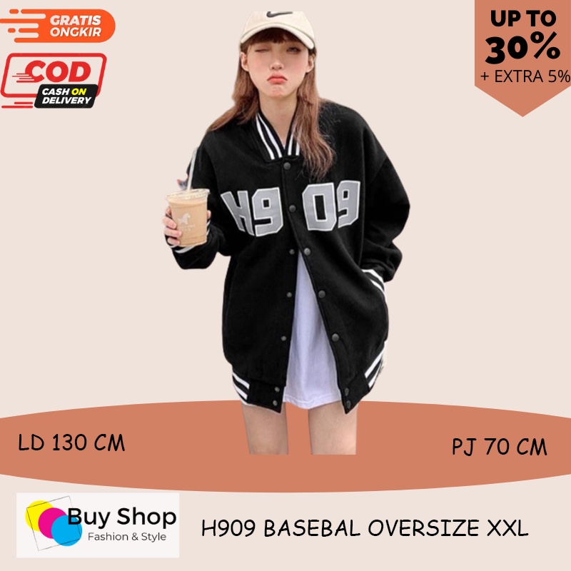 jaket oversize wanita H909 BASEBAL XXL LD 130 CM PJ 70 CM jacket oversize big size sweater jacket ju