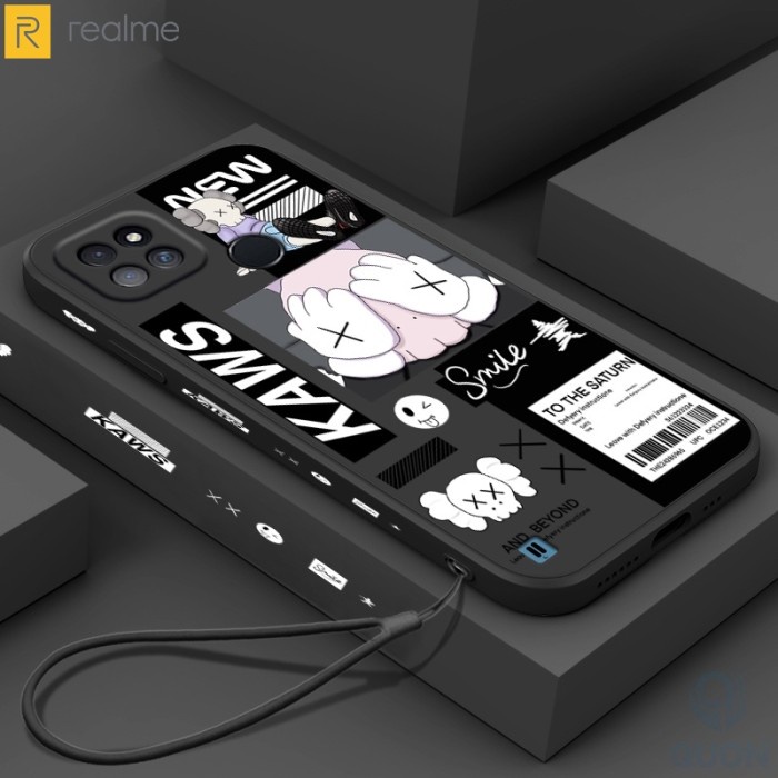 Premium Slim Case Realme C21Y - C25Y KAWS Cartoon Anime Softcase Printing Gambar - Hitam, REALME C21