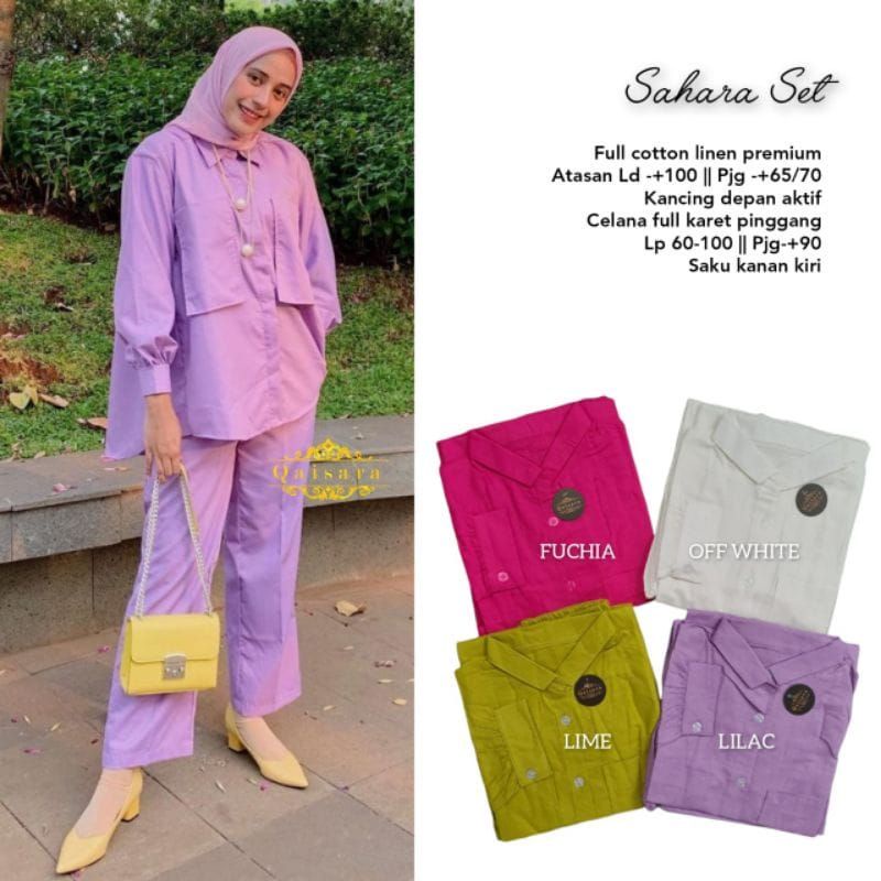 SAHARA SET / SETELAN LINEN / SET PANJANG WANITA / SETELAN  MUSLIM / SETELAN LINEN TERLARIS / SETELAN
