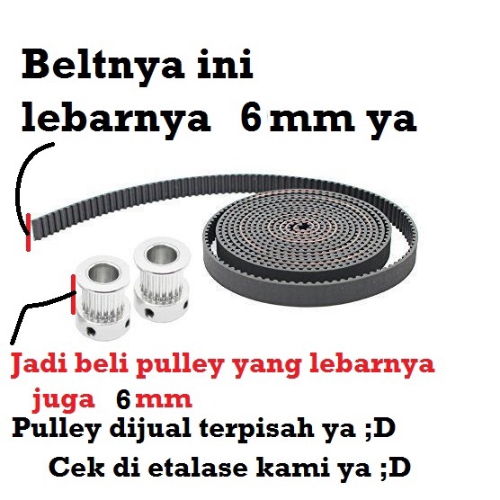 [HAEBOT] GT2 Timing Belt 6mm Closed Loop W6 100 150 200 250 350 400 mm CNC 3D Printer Anti Slip Sabuk Sambung Pitch 2mm Mekanik Pulley Axis Rubber