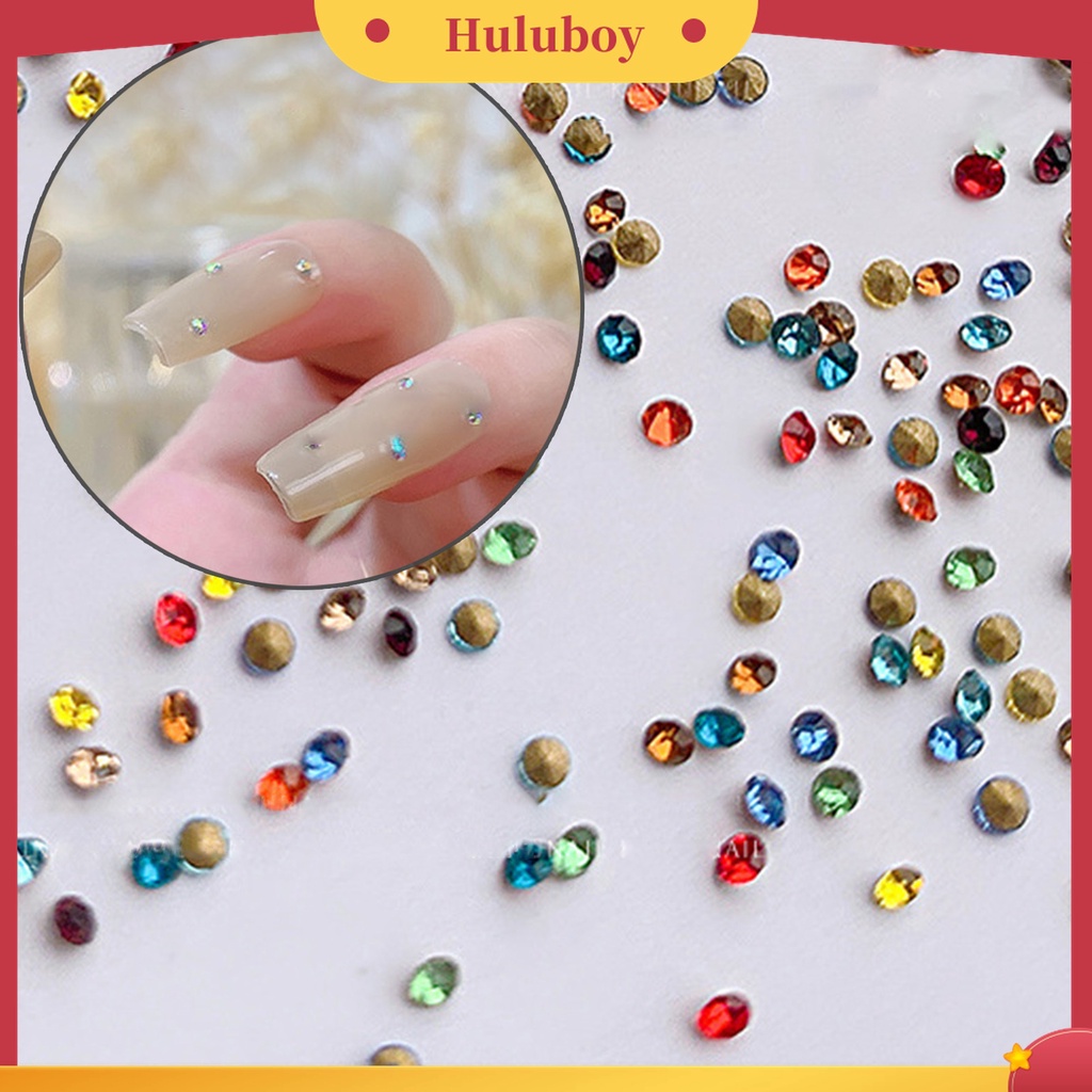 Huluboy Huluboy♡ 1440pcs / Kantong Berlian Imitasi Bulat Kecil Ringan Untuk Dekorasi Nail Art DIY