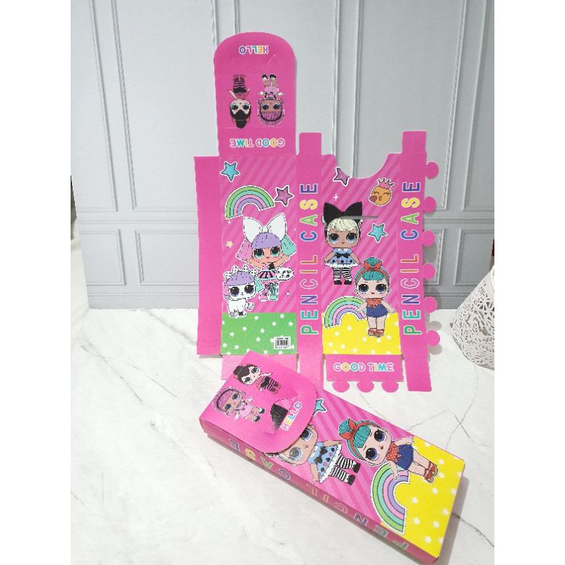 (12pc) kotak pensil rakit murah/tempat pensil buat sendiri/kotak pensil karakter rakit/pencil case-LOL