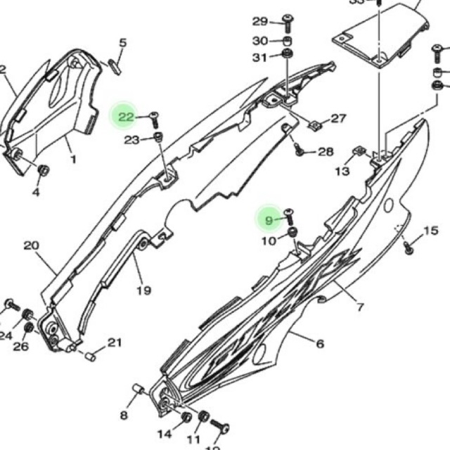 Baut Body Belakang Original Yamaha F1zr Fizr