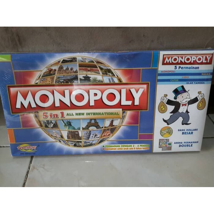 Monopoly 4 in 1 International ( Monopoli,Halma ,Catur Ular tangga, Ludo )