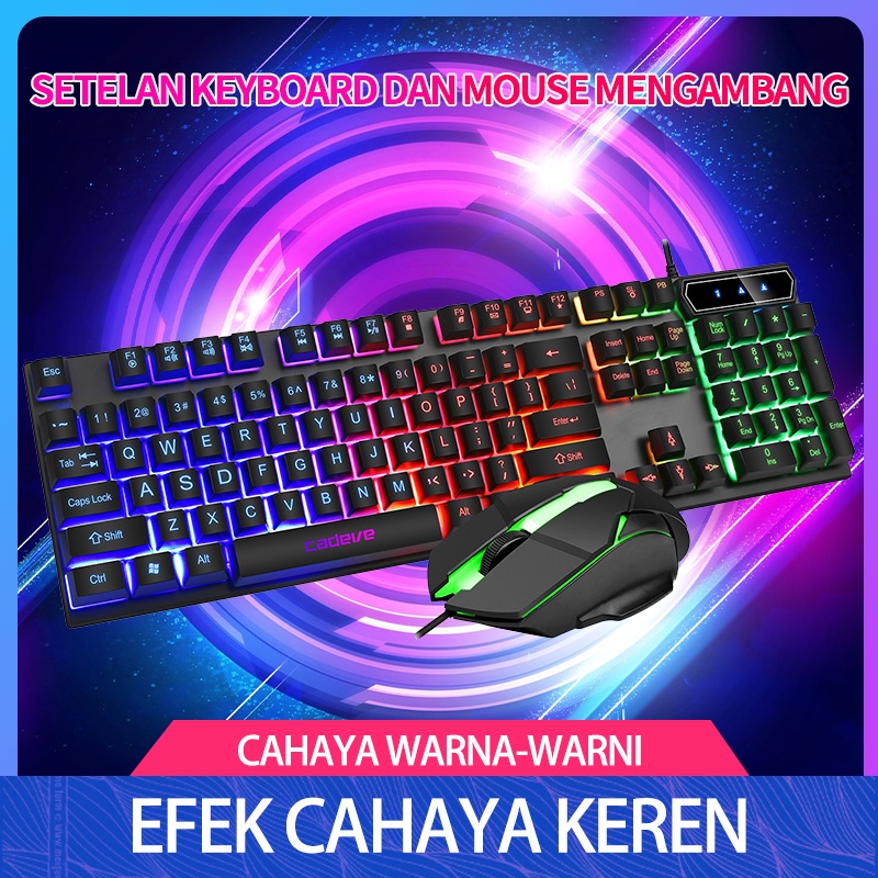 Keyboard Dan Mouse Gaming Set Cahaya Warna-warni Keyboard Cadeve9122/Set Keyboard dan Mouse Kabel Rumah Tangga Kantor Bisnis Yang Modis ZGB Q9