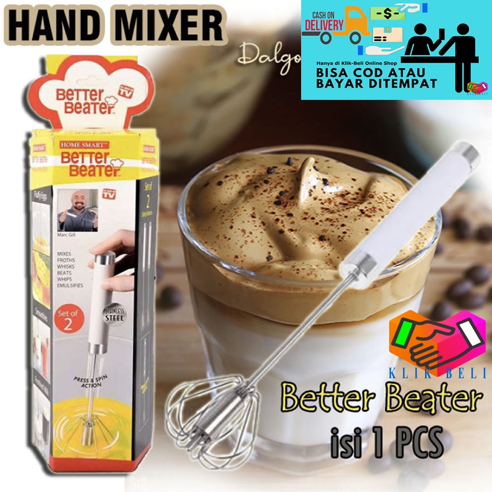 Better Beater Hand Mixer Otomatis Stainless Pengocok Telur - 1 Pcs