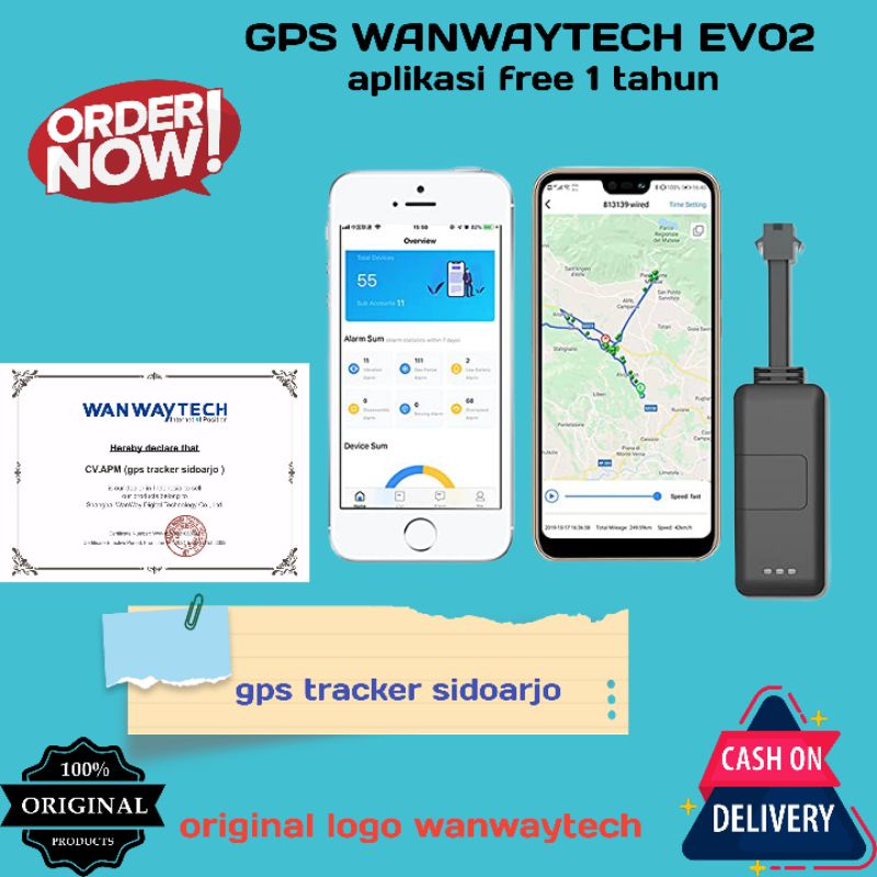 gps tracker wanway ev02 free aplikasi 1 tahun bonus kartu