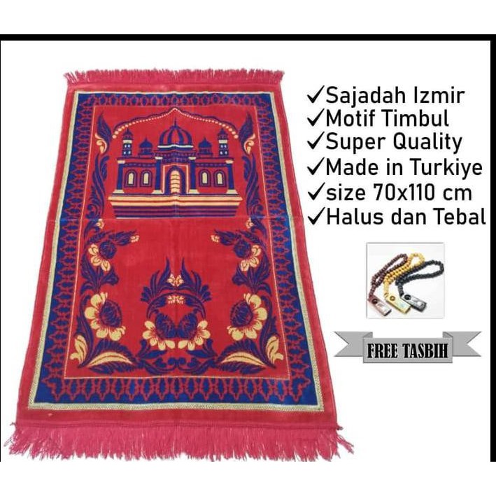 Sajadah IZMIR Beludru Plus Tasbih/Harga Grosir/Best Seller/Bisa Bayar di Tempat