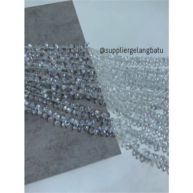 KRISTAL CEKO TETES AIR MATA 6MM PUTIH WHITE QUARTZ LUBANG SAMPING