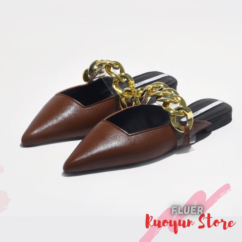 RDS - [MADE BY ORDER] Flat Metalic Chain Strap Mules - Premium Quality