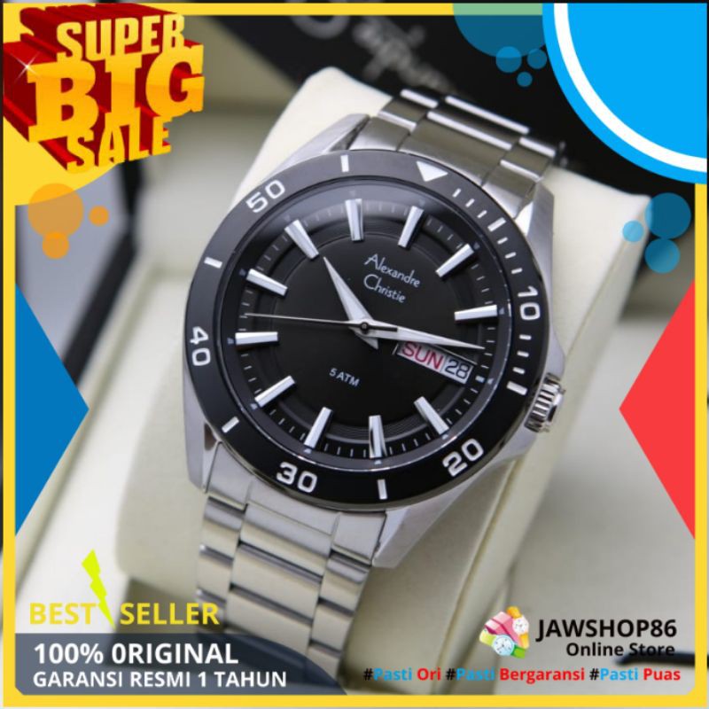 JAM TANGAN ALEXANDER CHRISTIE PRIA ORIGINAL AC 6512 TERBARU TALI RANTAI ORI MURAH ANALOG COWOK KEREN