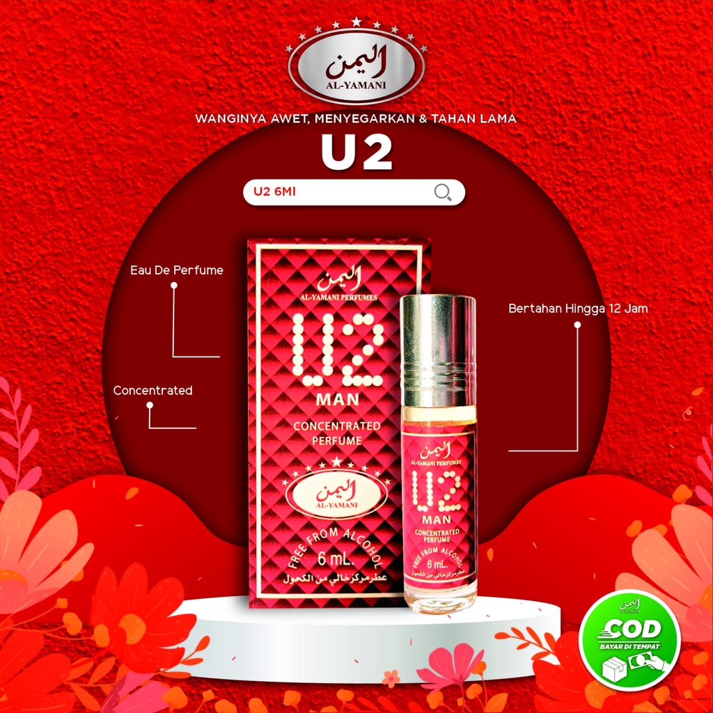U2 Man - Parfum Arab Alyamani - Minyak Wangi Alyamani Roll On 6ML - U2 Man - Parfum Non Alkohol